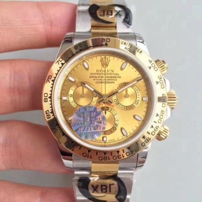 UK Stainless Steel 410L  Replica Rolex Daytona Cosmograph 116503 JF Stainless Steel & Yellow Gold Champagne Dial Swiss 7750 Run 6@SEC