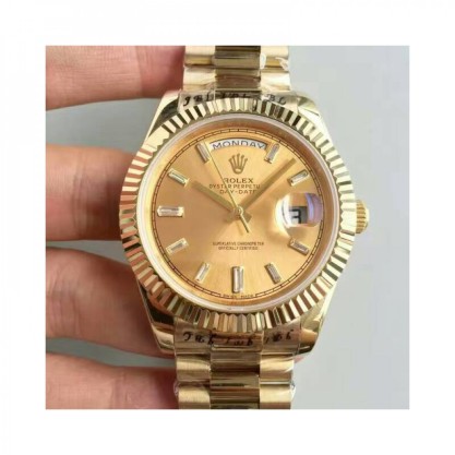 Replica Rolex Day-Date 40 228238 40MM Watches KW Yellow Gold Champagne Dial Swiss 3255