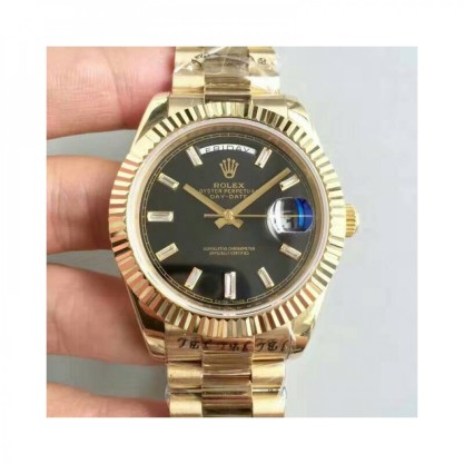 Replica Rolex Day-Date 40 228238 40MM Watches KW Yellow Gold Black Dial Swiss 3255