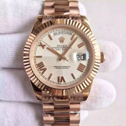 Replica Rolex Day-Date 40 228235 40MM Watches KW Rose Gold Silver Quadrant Dial Swiss 3255