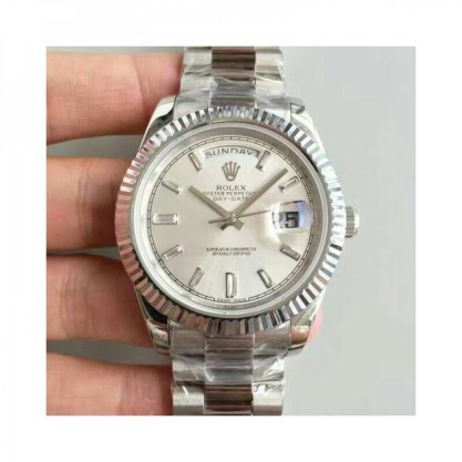 Replica Rolex Day-Date 40 228239 40MM Watches KW Stainless Steel Sundust Dial Swiss 3255