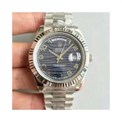 Replica Rolex Day-Date II 218239 41MM Watches V6 Stainless Steel Blue Waves Dial Swiss 2836-2