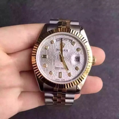 Replica Rolex Day-Date 116233 36MM Watches V5 Stainless Steel & Yellow Gold White Rolex Dial Swiss 2836-2