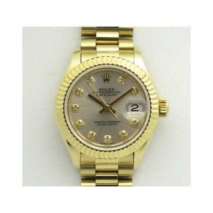 Replica Rolex Lady Datejust 28 279178 28MM Watches BP Yellow Gold Silver Dial Swiss 2671