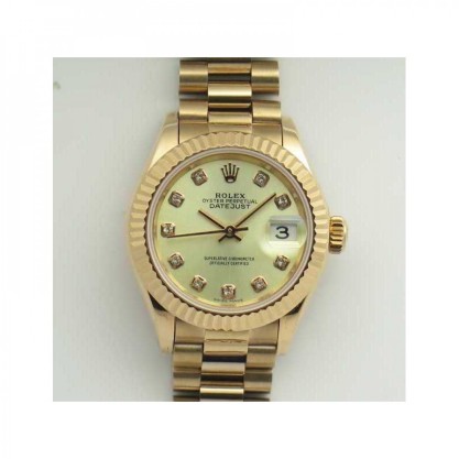 Replica Rolex Lady Datejust 28 279165 28MM Watches BP Rose Gold Yellow Mother Of Pearl Dial Swiss 2671