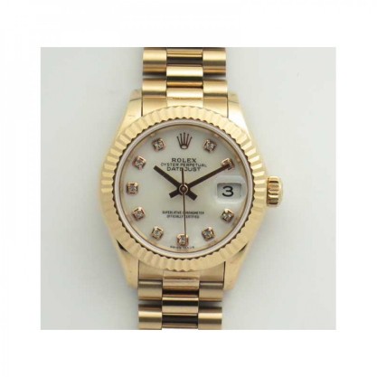 Replica Rolex Lady Datejust 28 279165 28MM Watches BP Rose Gold Mother Of Pearl Dial Swiss 2671