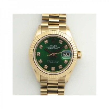 Replica Rolex Lady Datejust 28 279165 28MM Watches BP Rose Gold Green Dial Swiss 2671