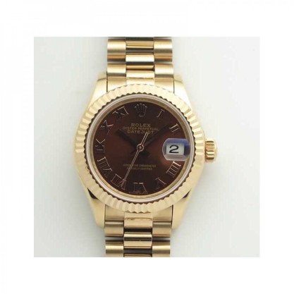 Replica Rolex Lady Datejust 28 279165 28MM Watches BP Rose Gold Chocolate Dial Swiss 2671