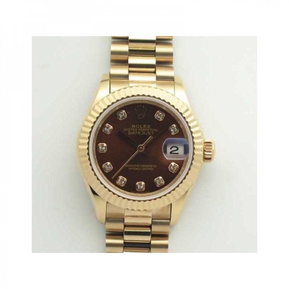 Replica Rolex Lady Datejust 28 279165 28MM Watches BP Rose Gold Chocolate Dial Swiss 2671