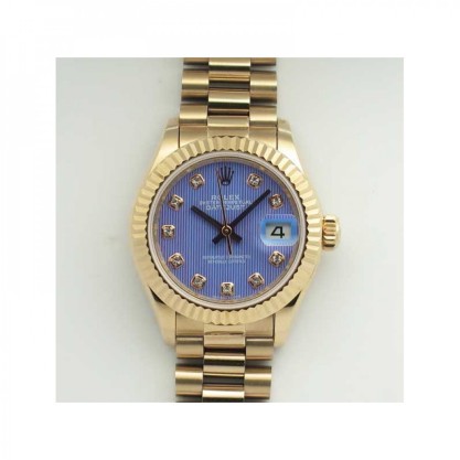 Replica Rolex Lady Datejust 28 279165 28MM Watches BP Rose Gold Blue Dial Swiss 2671