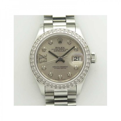 Replica Rolex Lady Datejust 28 279136RBR 28MM Watches BP Stainless Steel & Diamonds Silver Dial Swiss 2671