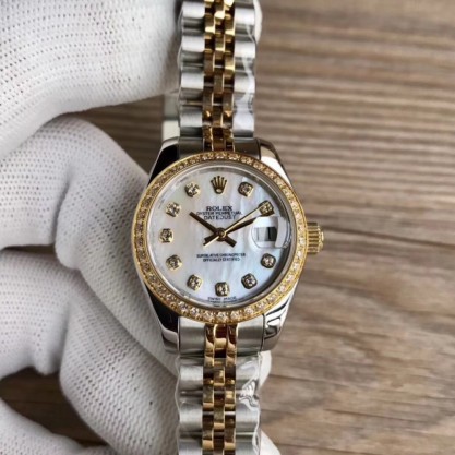 Replica Rolex Lady Datejust 28 279383BR 28MM Watches WF Stainless Steel & Yellow Gold Mother Of Pearl Dial Swiss 2671