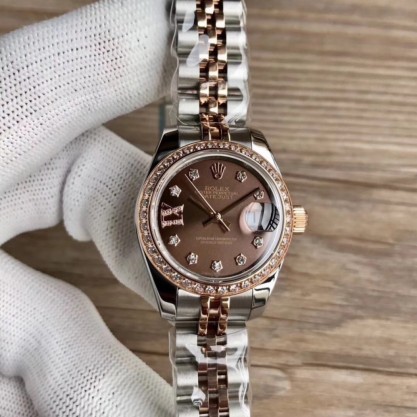 Replica Rolex Lady Datejust 28 279381RBR 28MM Watches WF Stainless Steel & Rose Gold Chocolate Dial Swiss 2671