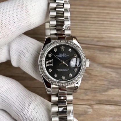 Replica Rolex Lady Datejust 28 279136RBR 28MM Watches WF Stainless Steel & Diamonds Black Dial Swiss 2671