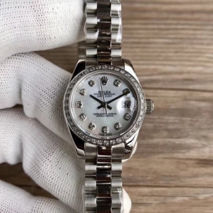 Replica Rolex Lady Datejust 28 279136RBR 28MM Watches WF Stainless Steel & Diamonds Mother Of Pearl Dial Swiss 2671
