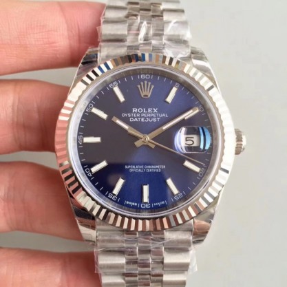 Replica Rolex Datejust II 126334 41MM Watches EW Stainless Steel Blue Dial Swiss 3235