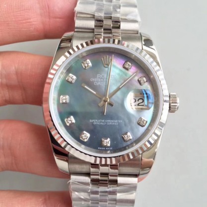 Replica Rolex Datejust 36MM Watches 116234 MIT Stainless Steel 904L Ice Blue Dial Swiss 3135