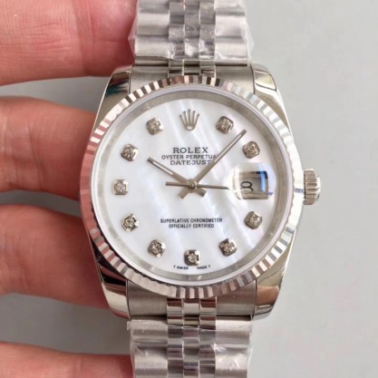 Replica Rolex Datejust 36MM Watches 116234 MIT Stainless Steel 904L Mother Of Pearl Dial Swiss 3135