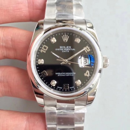 Replica Rolex Datejust 36MM Watches 116234 MIT Stainless Steel 904L Black Dial Swiss 3135