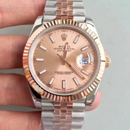 Replica Rolex Datejust II 116333 41MM Watches N Stainless Steel & 18K Rose Gold Wrapped Pink Dial Swiss 3235