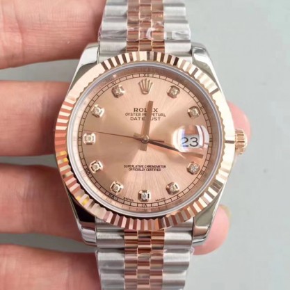 Replica Rolex Datejust II 116333 41MM Watches N Stainless Steel & 18K Rose Gold Wrapped Pink Dial Swiss 3235