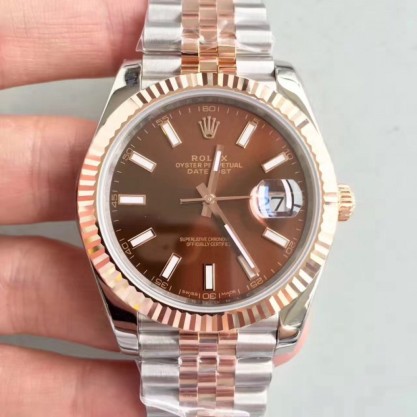 Replica Rolex Datejust II 116333 41MM Watches N Stainless Steel & 18K Rose Gold Wrapped Chocolate Dial Swiss 3235