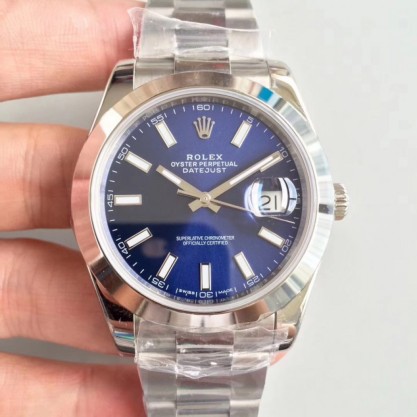 Replica Rolex Datejust II 126300 41MM Watches N Stainless Steel Blue Dial Swiss 3235