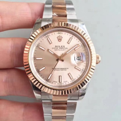 Replica Rolex Datejust II 116333 41MM Watches EW Stainless Steel & Rose Gold Rose Gold Dial Swiss 3136