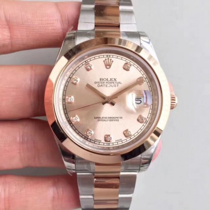 Replica Rolex Datejust II 116333 41MM Watches EW Stainless Steel & Rose Gold Rose Gold Dial Swiss 3136