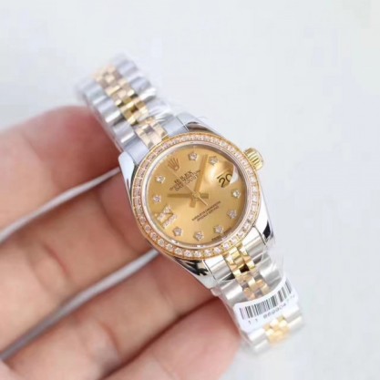 Replica Rolex Lady Datejust 28 279383RBR 28MM Watches N Stainless Steel & Yellow Gold Champagne Dial Swiss 2671