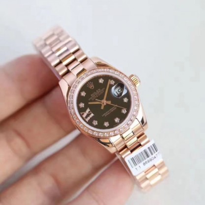 Replica Rolex Lady Datejust 28 279135RBR 28MM Watches N Rose Gold & Diamonds Black Dial Swiss 2671