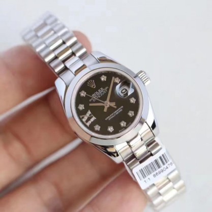 Replica Rolex Lady Datejust 28 279160 28MM Watches N Stainless Steel Black Dial Swiss 2671