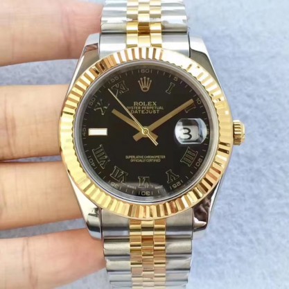 Replica Rolex Datejust II 126333 41MM Watches N Stainless Steel & Yellow Gold Black Dial Swiss 2836-2