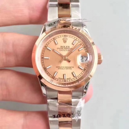 Replica Rolex Datejust 31 178241 31MM Watches JF Stainless Steel & Rose Gold Champagne Dial Swiss 2836-2