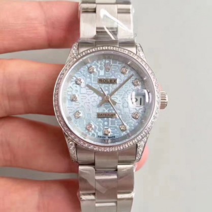 Replica Rolex Datejust 31 178159 31MM Watches JF Stainless Steel & Diamonds Blue Dial Swiss 2836-2