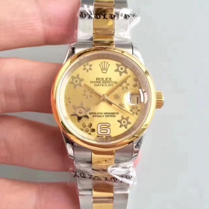 Replica Rolex Datejust 31 178243 31MM Watches JF Stainless Steel & Yellow Gold Champagne Dial Swiss 2836-2