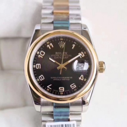 Replica Rolex Datejust 36 116203 36MM Watches N Stainless Steel & Yellow Gold Black Dial Swiss 2836-2
