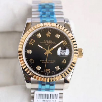 Replica Rolex Datejust 36 116233 36MM Watches N Stainless Steel & Yellow Gold Black Dial Swiss 2836-2