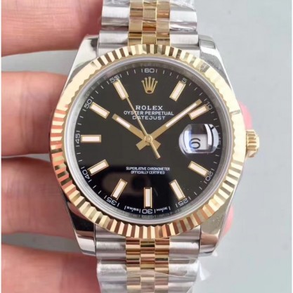 Replica Rolex Datejust 41 126333 41MM Watches N Stainless Steel & Yellow Gold Black Dial Swiss 3235