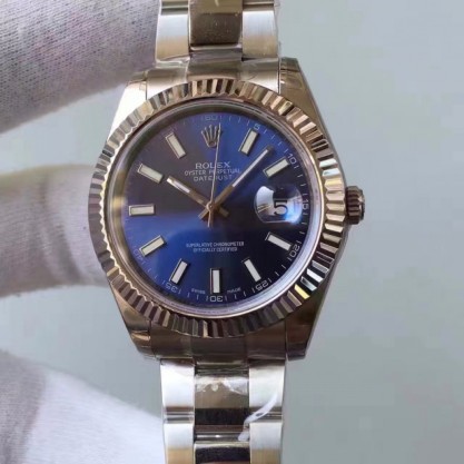 Replica Rolex Datejust II 116334 2018 41MM Watches EW Stainless Steel Blue Dial Swiss 3136