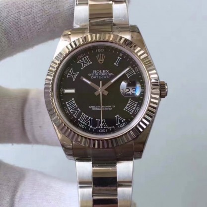 Replica Rolex Datejust II 116334 2018 41MM Watches EW Stainless Steel Black Dial Swiss 3136
