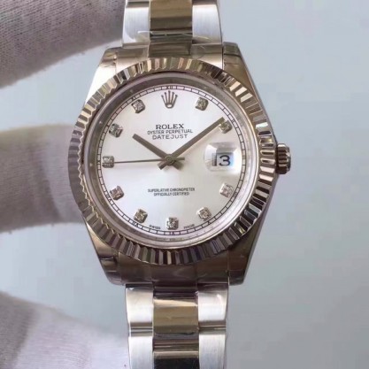 Replica Rolex Datejust II 116334 2018 41MM Watches EW Stainless Steel Rhodium Dial Swiss 3136