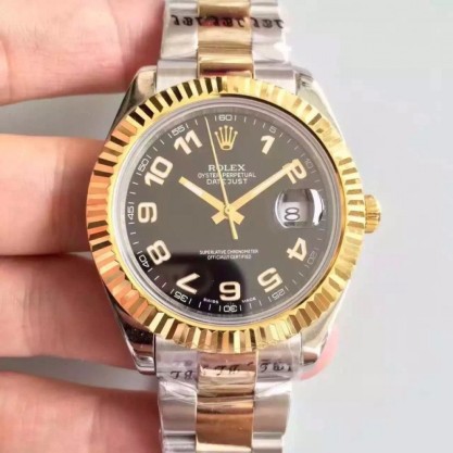 Replica Rolex Datejust 41 126333 41MM Watches NF Stainless Steel & Yellow Gold Black & Arabic Dial Swiss 2836-2