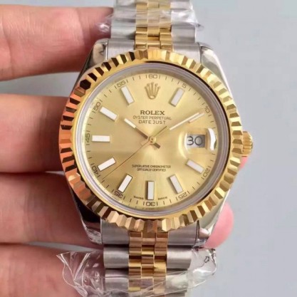 Replica Rolex Datejust 41 126333 41MM Watches NF Stainless Steel & Yellow Gold Champagne Dial Swiss 2836-2