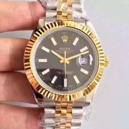 Replica Rolex Datejust 41 126333 41MM Watches NF Stainless Steel & Yellow Gold Black Dial Swiss 2836-2