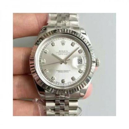 Replica Rolex Datejust II 116334 41MM Watches NF Stainless Steel Rhodium & Diamonds Dial Swiss 2836-2