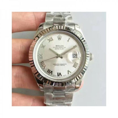 Replica Rolex Datejust II 116334 41MM Watches NF Stainless Steel Rhodium Dial Swiss 2836-2