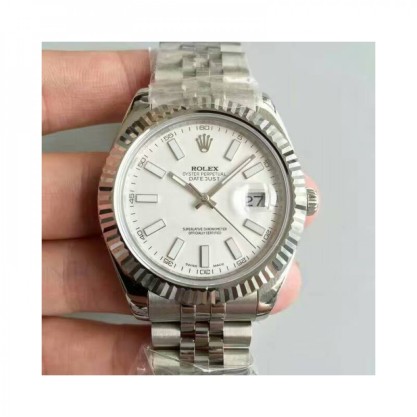 Replica Rolex Datejust II 116334 41MM Watches NF Stainless Steel White Dial Swiss 2836-2