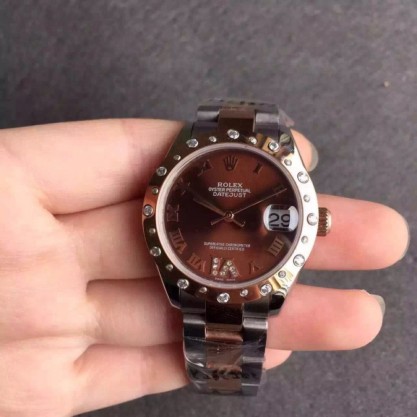 Replica Rolex Lady Datejust 31 178341 31MM Watches V5 Stainless Steel & Rose Gold Chocolate Dial Swiss 2836-2