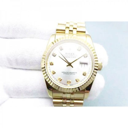 Replica Rolex Datejust 116238-0079 36MM Watches Yellow Gold Rhodium Dial Swiss 2836-2